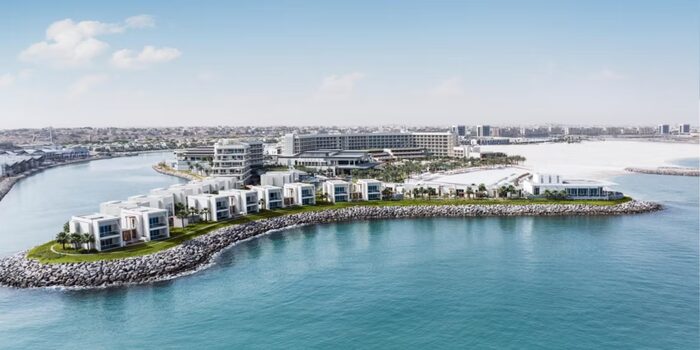 Aerial view of the resort peninsula