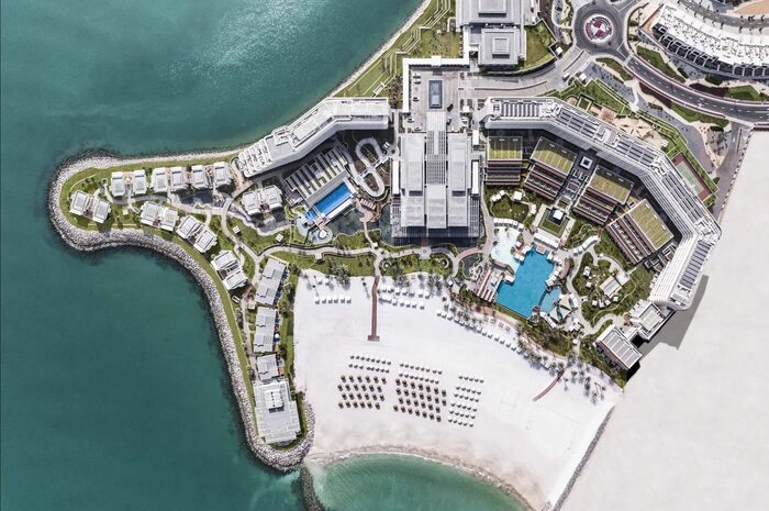 Resort grounds and beach from above